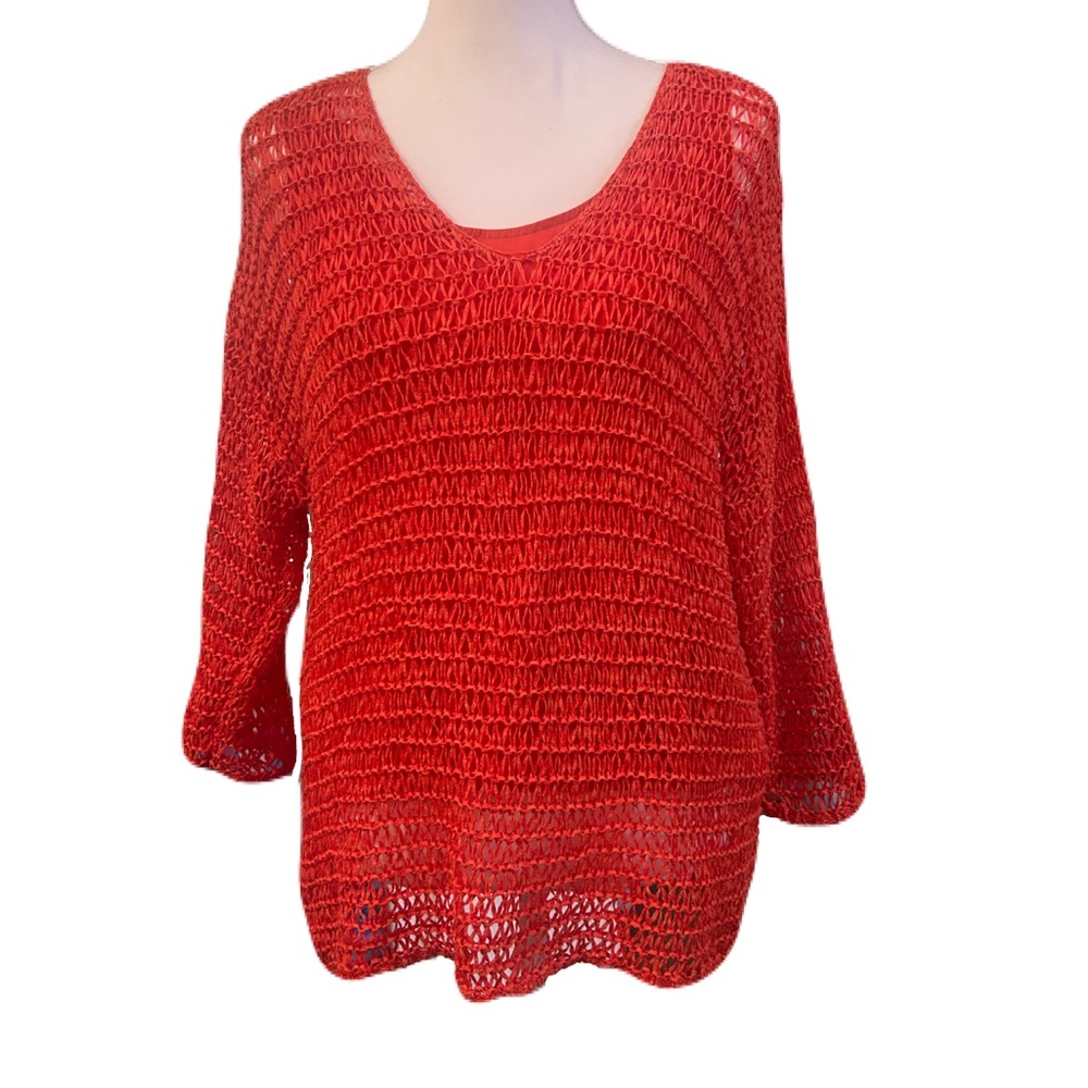 Chicos Open Weave Crochet Top With Matching Cami, Size 2 - Picture 6 of 8